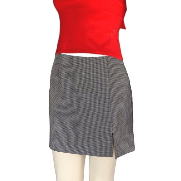 Vintage Jay Jacobs side-slit tailored pencil black & gray mini skirt - size 6 - Picture 3 of 11